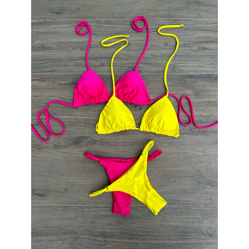 Biquíni cortininha fio duplo regulável marquinha com bojo removível