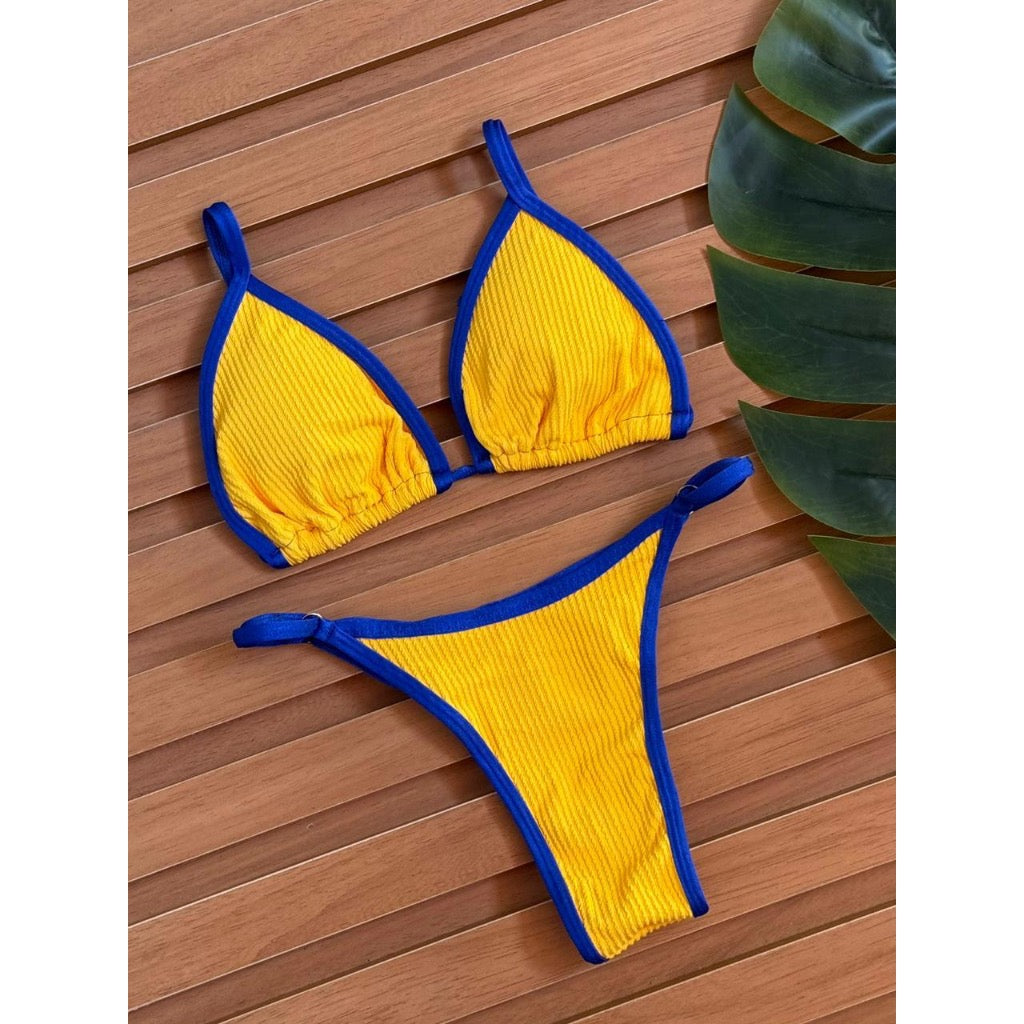 Biquini Cortininha Brasil com Bojo Moda Praia Fio Duplo Original Citrine